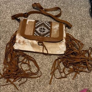 Genuine Leather Myra Crossbody Bag with Fringe